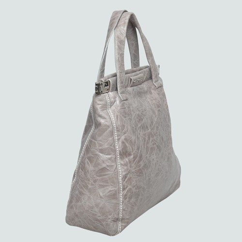 90282B Miu Miu Leather Tote Olio Borse 90282B Grigio